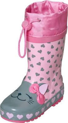 Playshoes Kinder Gummistiefel Katze Rosa