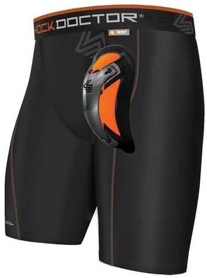 Shock Doctor Compression Short mit Ultra Carbon Flex Cup Leistenschutz Schwarz