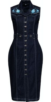 Queen Kerosin Damen Denim Bleistiftkleid Denim