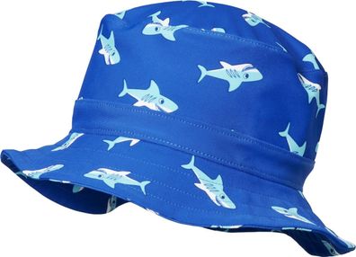 Playshoes Kinder Mütze UV-Schutz Fischerhut Hai Blau