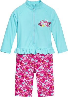 Playshoes Kinder Badehose UV-Schutz Einteiler Flamingo 1/1 Arm Türkis