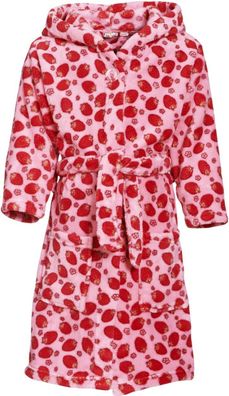 Playshoes Kinder Fleece-Bademantel Erdbeeren Rosa