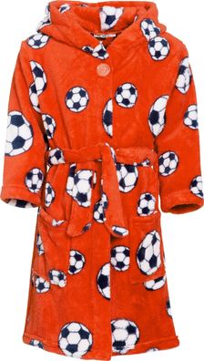 Playshoes Kinder Fleece-Bademantel Fußball Orange