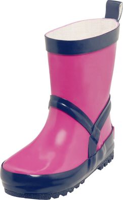 Playshoes Kinder Gummistiefel Uni Pink/Marine