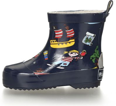 Playshoes Kinder Gummistiefel Halbschaft Pirateninsel Marine