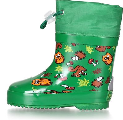 Playshoes Kinder Gummistiefel Halbschaft Waldtiere gefüttert Grün