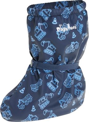 Playshoes Kinder Gummistiefel Regenfüßlinge mit Fleece-Futter Baustelle Marine