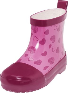 Playshoes Kinder Gummistiefel Halbschaft Herzchen Pink