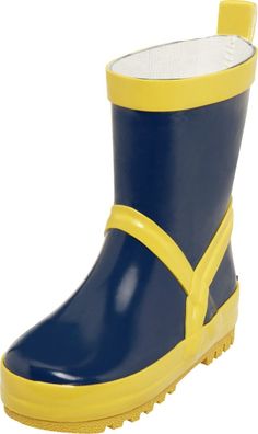 Playshoes Kinder Gummistiefel Uni Marine/Gelb