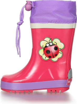 Playshoes Kinder Gummistiefel Glückskäfer Pink