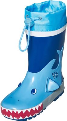 Playshoes Kinder Gummistiefel Hai Blau