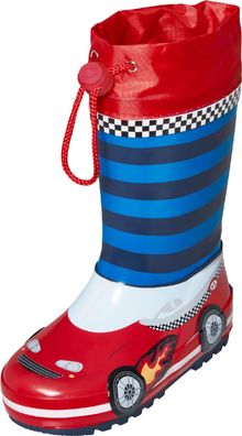 Playshoes Kinder Gummistiefel Rennwagen Rot/Blau