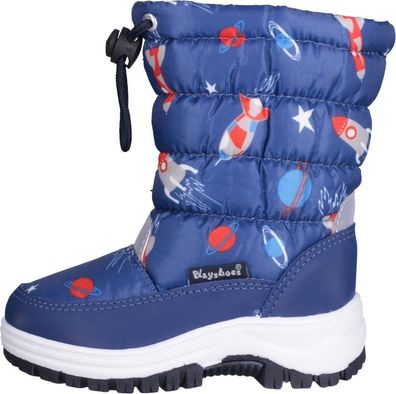 Playshoes Kinder Winterschuh Winter-Bootie Weltraum Marine