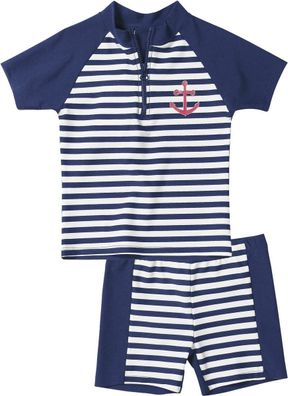 Playshoes Kinder UV-Schutz Bade-Set Maritim Marine/Weiß