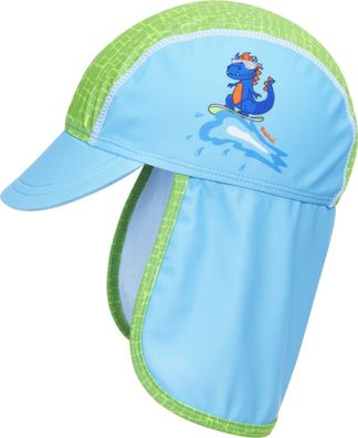 Playshoes Kinder Mütze UV-Schutz Mütze Dino Blau/Grün