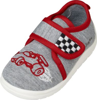 Playshoes Kinder Schuh Hausschuh Rennwagen Grau