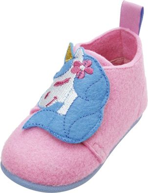 Playshoes Kinder Schuh Filz-Hausschuh Einhorn Rosa