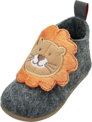 Playshoes Kinder Schuh Filz-Hausschuh Löwe Grau