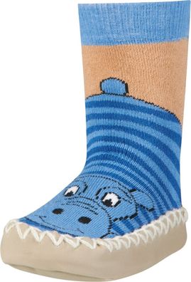 Playshoes Kinder Hüttenschuh Nilpferd Blau