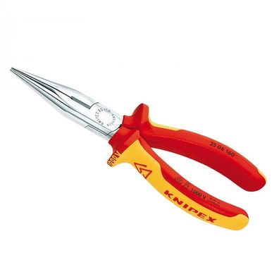 KNIPEX Flachrundzange mit Schneide verchromt 160 mm Nr. 25 06 160