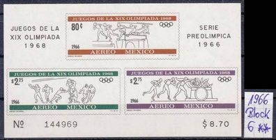 MEXICO [1966] Block 6 ( * */mnh ) Olympiade