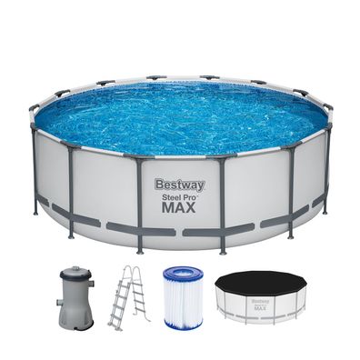 Steel Pro MAX™ Frame Pool Komplett-Set mit Filterpumpe Ø 427 x 122 cm, lichtgrau,