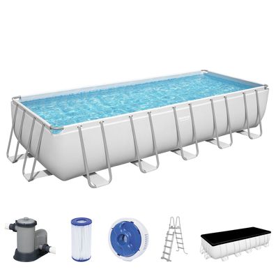 Power Steel™ Frame Pool Komplett-Set mit Filterpumpe 640 x 274 x 132 cm , lichtgra