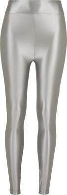 Urban Classics Damen Ladies Highwaist Shiny Metalic Leggings Darksilver