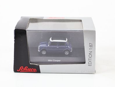 Schuco H0 452616100 Modellauto Mini Cooper dunkelblau/weiß 1:87