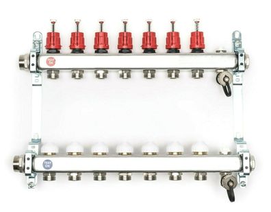 Heizkreisverteiler Edelstahlverteiler Verteiler für Fußbodenheizung 2-12 Kreise