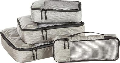 Basics Packwürfel Set für Koffer, 4-teilig, Reise Organizer, Grau