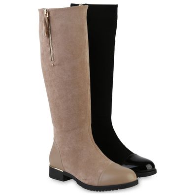 VAN HILL Damen Leicht Gefütterte Klassische Stiefel Profil-Sohle Schuhe 840545