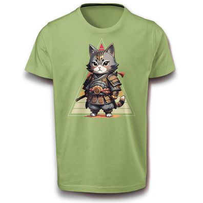 Samurai Katze Ninja Cat Krieger Kater Shogun Spaß Tier Fun T-Shirt M - XL