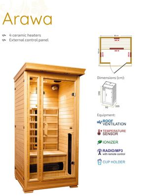 MTF Spa Infrarotsauna ARAWA Kanadische Hemlocktanne 90 x 105 x 190 cm