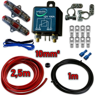 RL180 Trennrelais Komplettset 3,5m OFC 10mm² inkl. Schraubsicherungshaltern