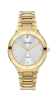 Adora Armbanduhr Damen gelbgoldfarben Analog Edelstahl Faltschließe
