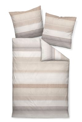 Janine Biber 1B-Bettwäsche 135x200 Davos 65106-07 Streifen beige silber