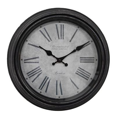 Clayre & Eef Wanduhr Ø 29x5 cm Braun Grau Kunststoff Glas