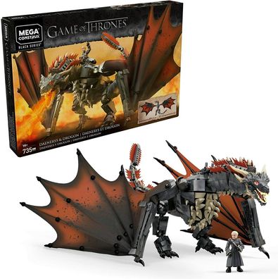 Mega Construx GKG97 Game of Thrones Daenerys & Drogon Bauset 735 Teile Drache