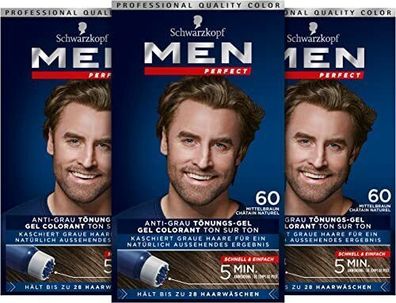 Men Perfect Schwarzkopf 60 Haartönung Dunkelbraun Graue Haare 3er Pack 3 x 80 ml