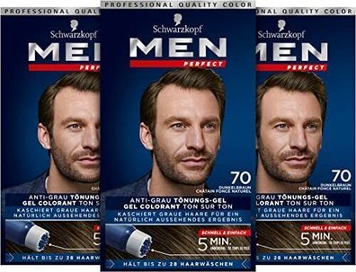 Men Perfect Schwarzkopf 70 Haartönung Dunkelbraun Graue Haare 3er Pack 3 x 40 ml