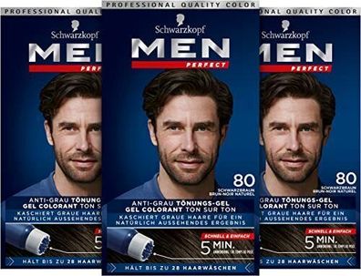 Men Perfect Schwarzkopf 80 Haartönung Dunkelbraun Graue Haare 3er Pack 3 x 80 ml