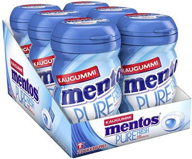 Mentos Kaugummi Pure Fresh Mint Kaugummi-Dragees zuckerfrei Pfefferminz 6er Pack