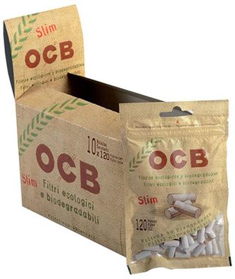 OCB 9100 Organic Slim Filter 6 mm 10 Beutel x 120 Stéck Zubehör 10er Pack