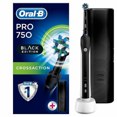 Oral-B Pro 750 Elektrische Zahnbérste Black Edition Bonus Reise-Etui schwarz