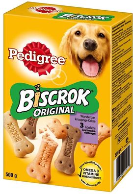 Pedigree Biscrok Original Hundekekse Leckerlis 3 Sorten 6 x 500 g 6er Pack