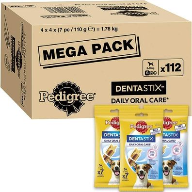 Pedigree DentaStix Daily Oral Care Zahnpflegesnack Kleine Hunde Futter 112 Stück