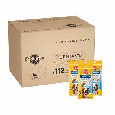 Pedigree DentaStix Hundeleckerli für Hunde 10-25 kg Kaustangen Sticks 112 Stück