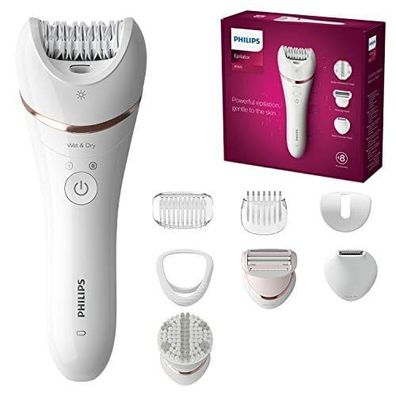 Philips Epilator Series 8000 BRE735/00 Epilierer Frauen inkl. 7 Aufsätze weiß