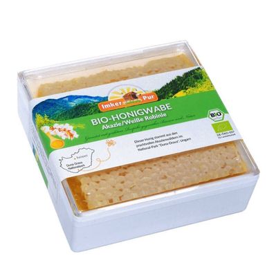 Bio Honigwabe von ImkerPur, 400 g, in der lebensmittelechten Frischebox